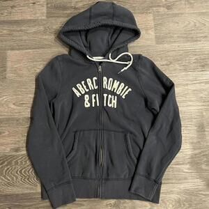 y2k Abercrombie & Fitch zip up hoodie in navy blue color